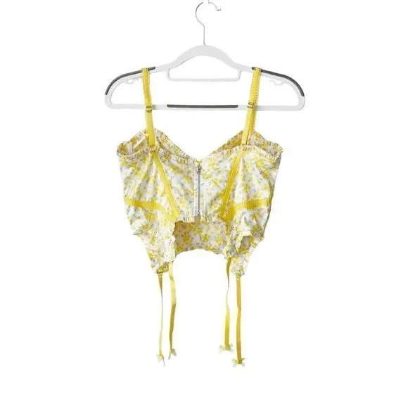 FOR LOVE AND LEMONS Yellow and White Daffodil Bustier Top